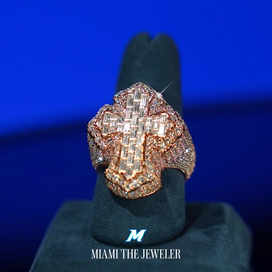 Moissanite Cross Ring - Miami The Jeweler