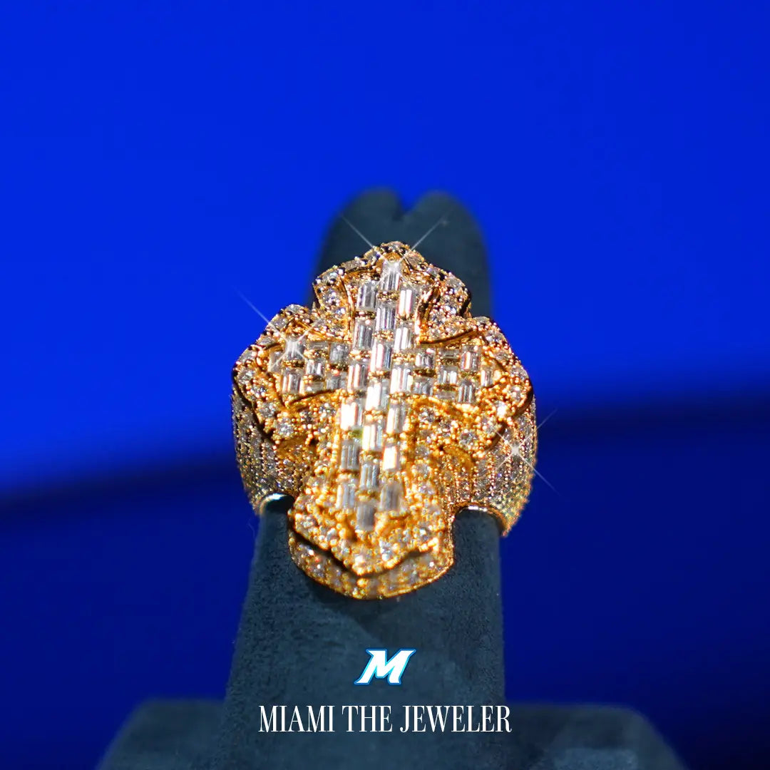 Moissanite Cross Ring - Miami The Jeweler