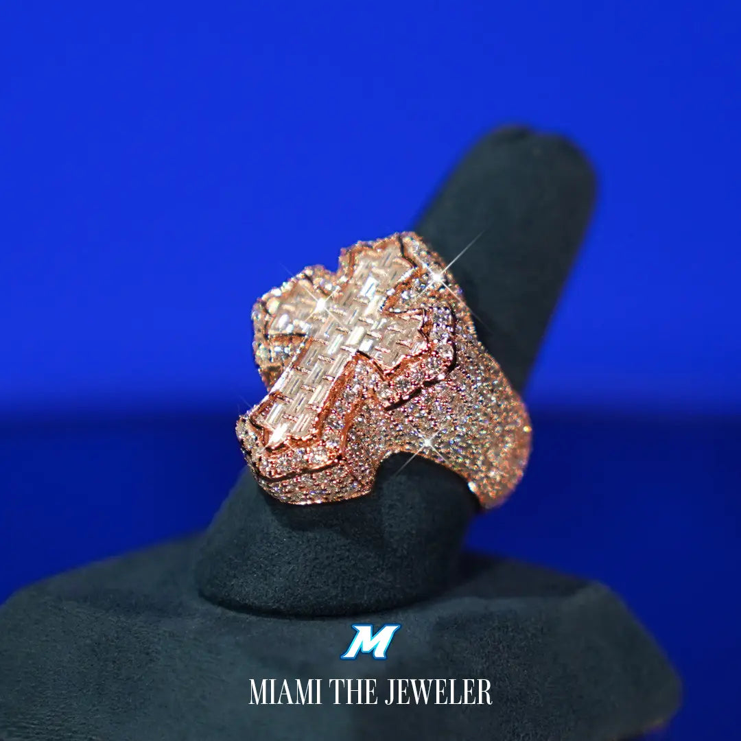 Moissanite Cross Ring - Miami The Jeweler