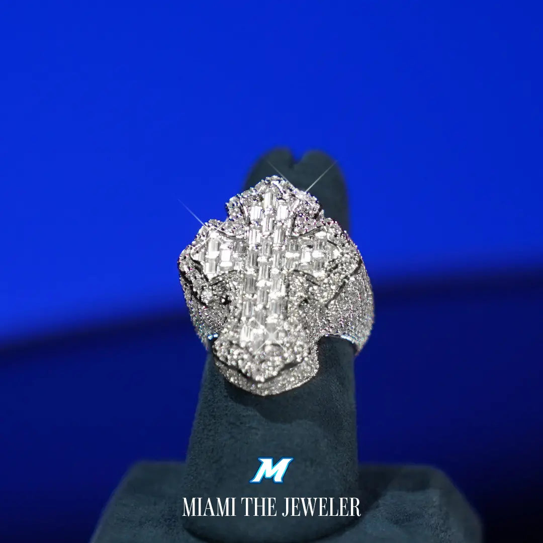 Moissanite Cross Ring - Miami The Jeweler