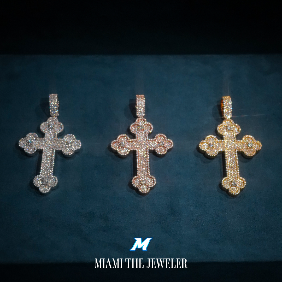 Moissanite Cross Pendant - Miami The Jeweler