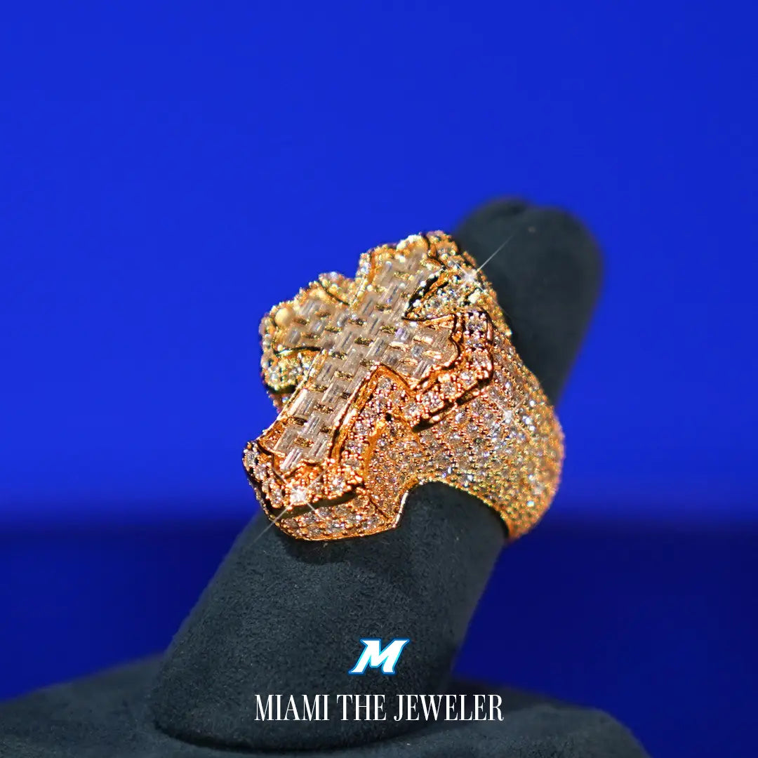 Moissanite Cross Ring - Miami The Jeweler
