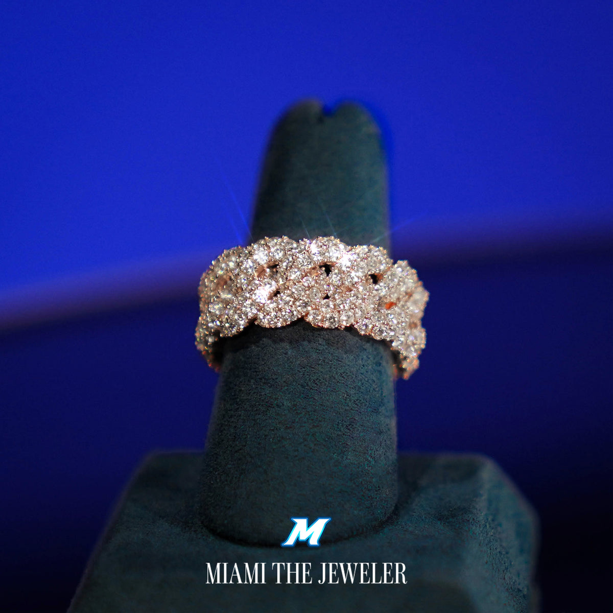 Moissanite Frosted Miami Cuban Ring - Miami The Jeweler