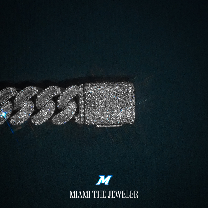 Moissanite Cuban Baguette Bracelet [18mm] - Miami The Jeweler