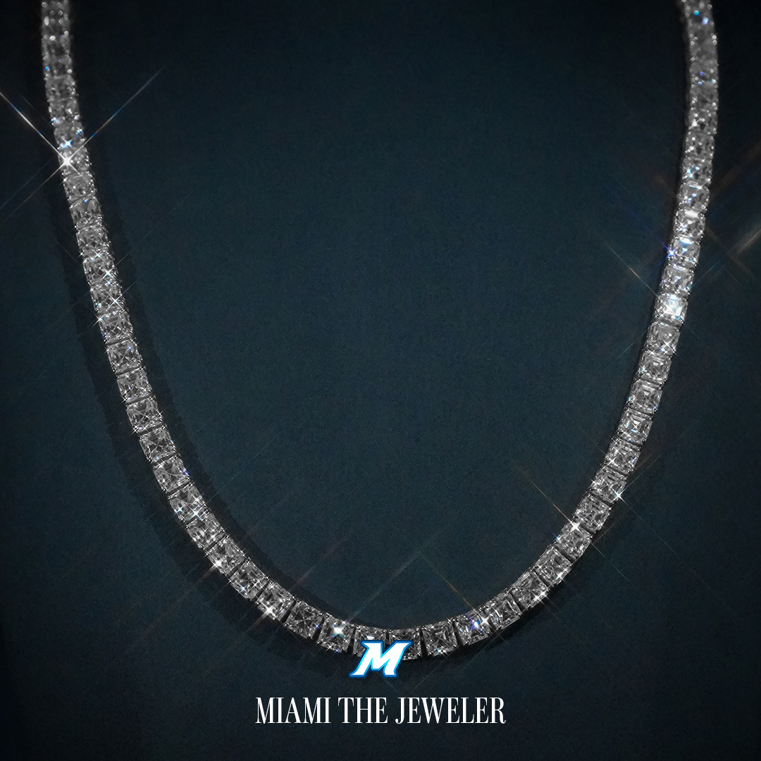 Moissanite Asscher Cut Tennis Chain [5MM] - Miami The Jeweler