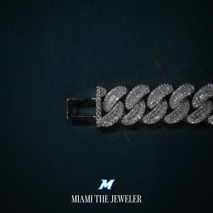 Moissanite Cuban Baguette Bracelet [18mm] - Miami The Jeweler