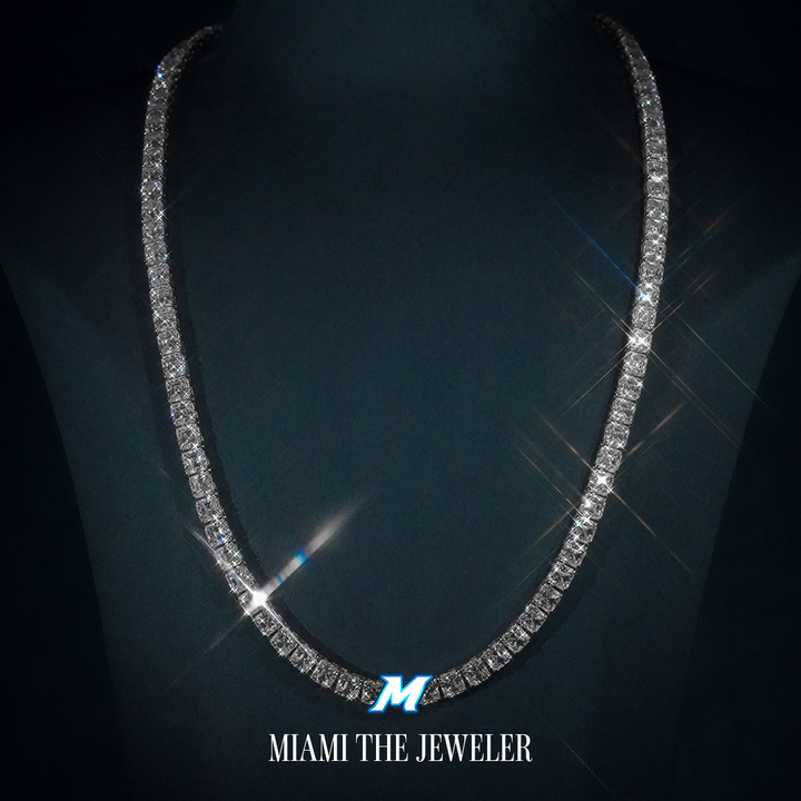 Moissanite Asscher Cut Tennis Chain [5MM] - Miami The Jeweler