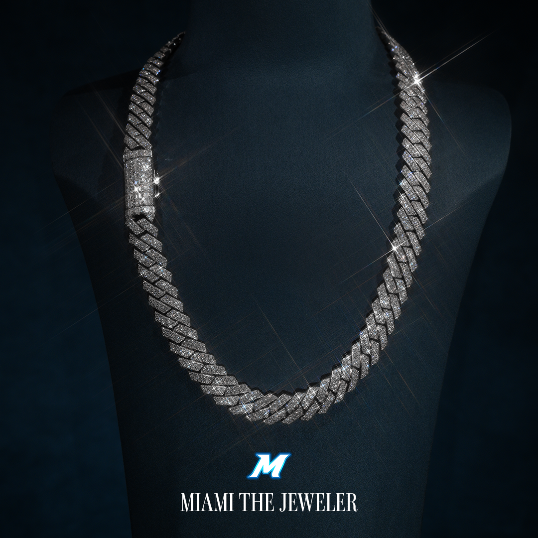 Moissanite Cuban Prong Chain [12mm] - Miami The Jeweler