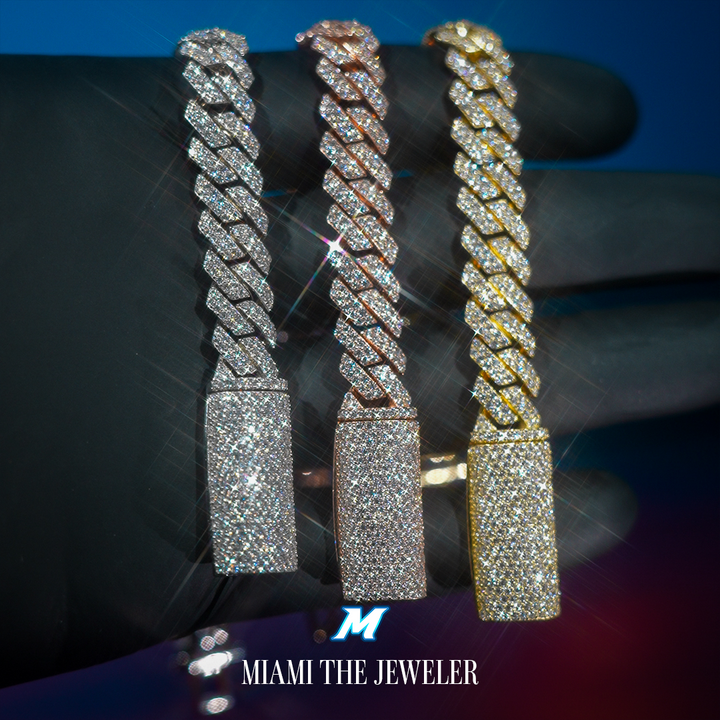Moissanite Cuban Prong Bracelet [10mm] - Miami The Jeweler
