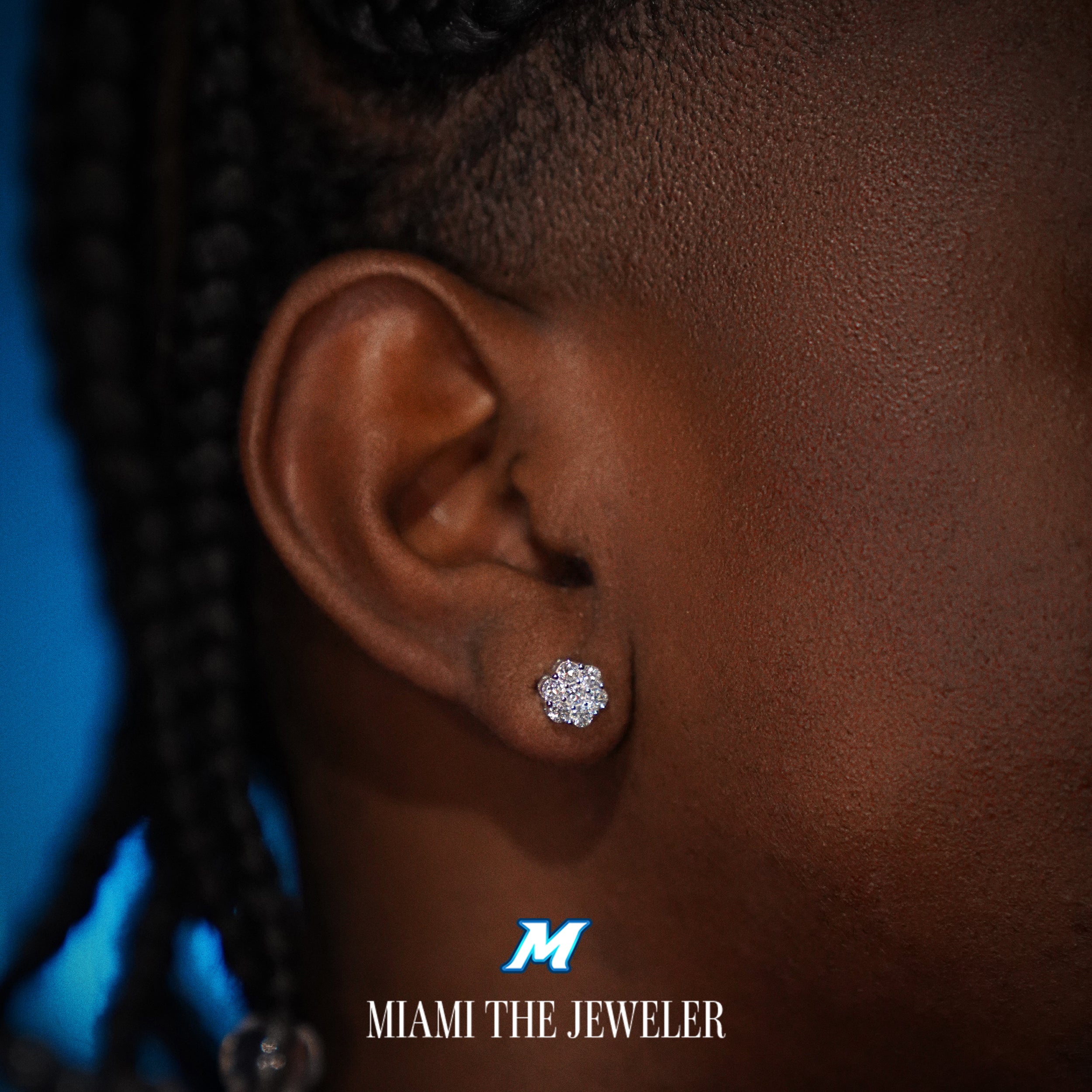 Moissanite Flower Studs - Miami The Jeweler