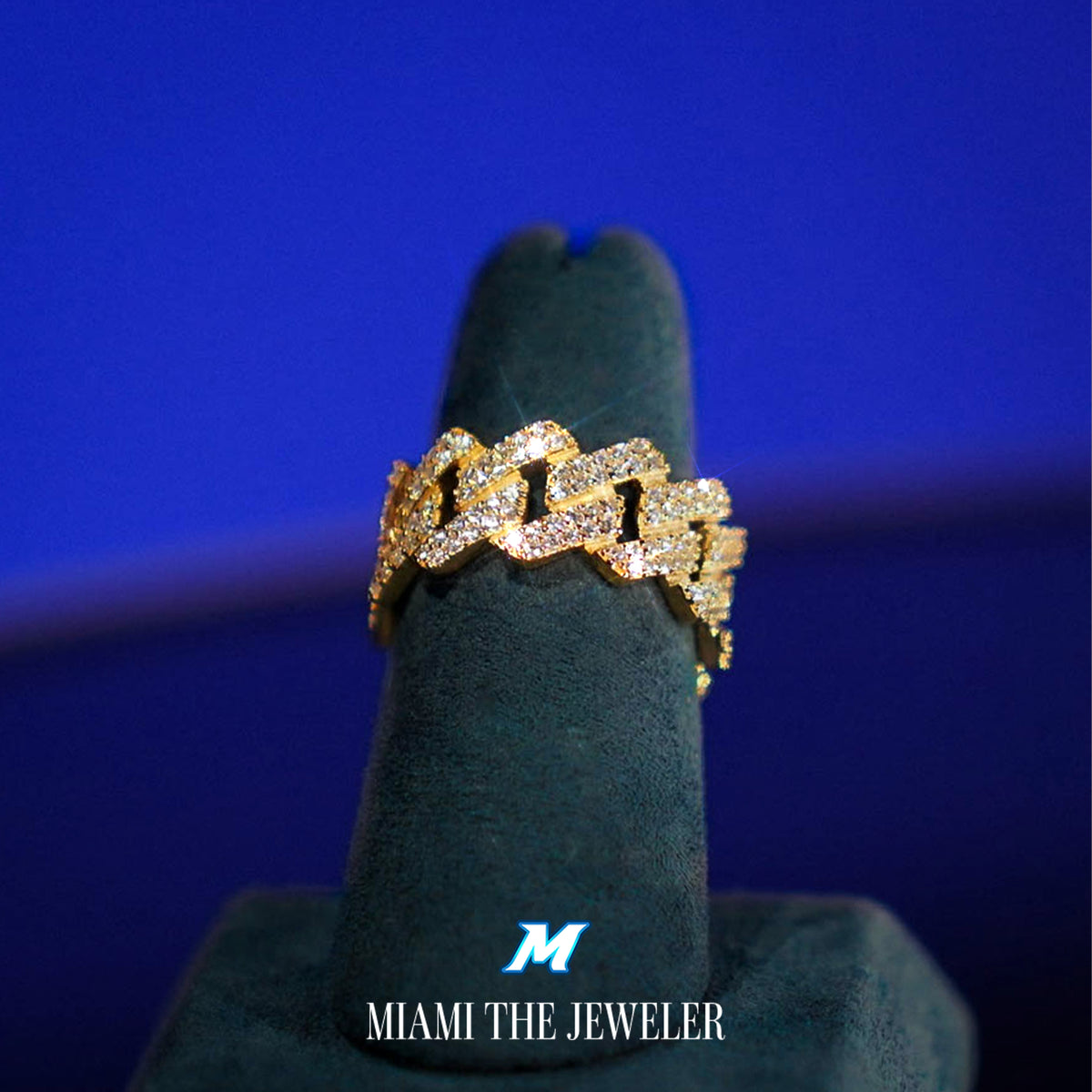 Moissanite Cuban Prong Ring - Miami The Jeweler