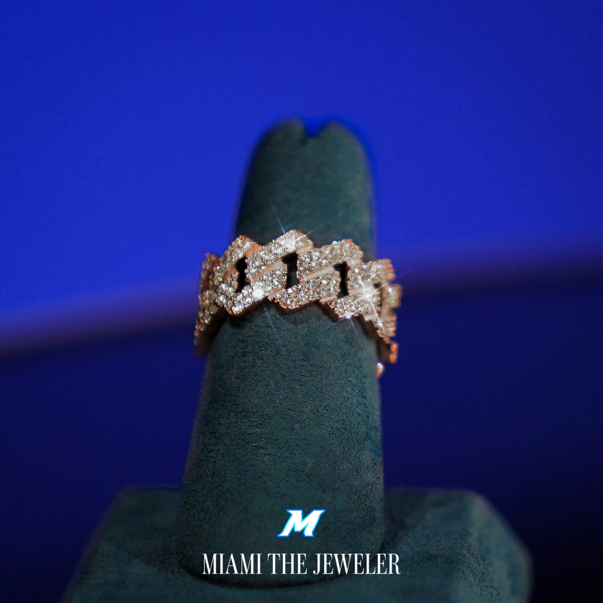 Moissanite Cuban Prong Ring - Miami The Jeweler