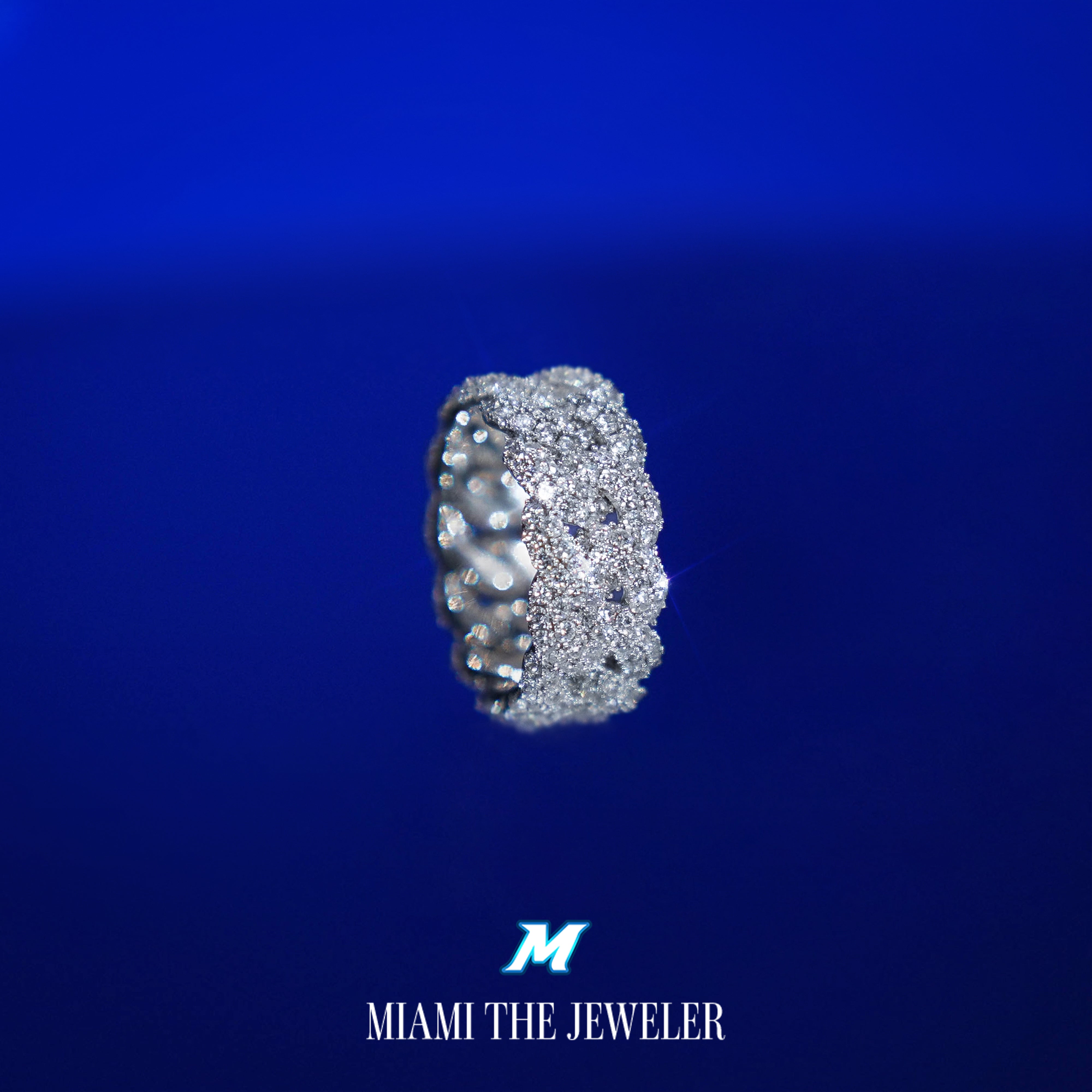 Moissanite Frosted Miami Cuban Ring - Miami The Jeweler