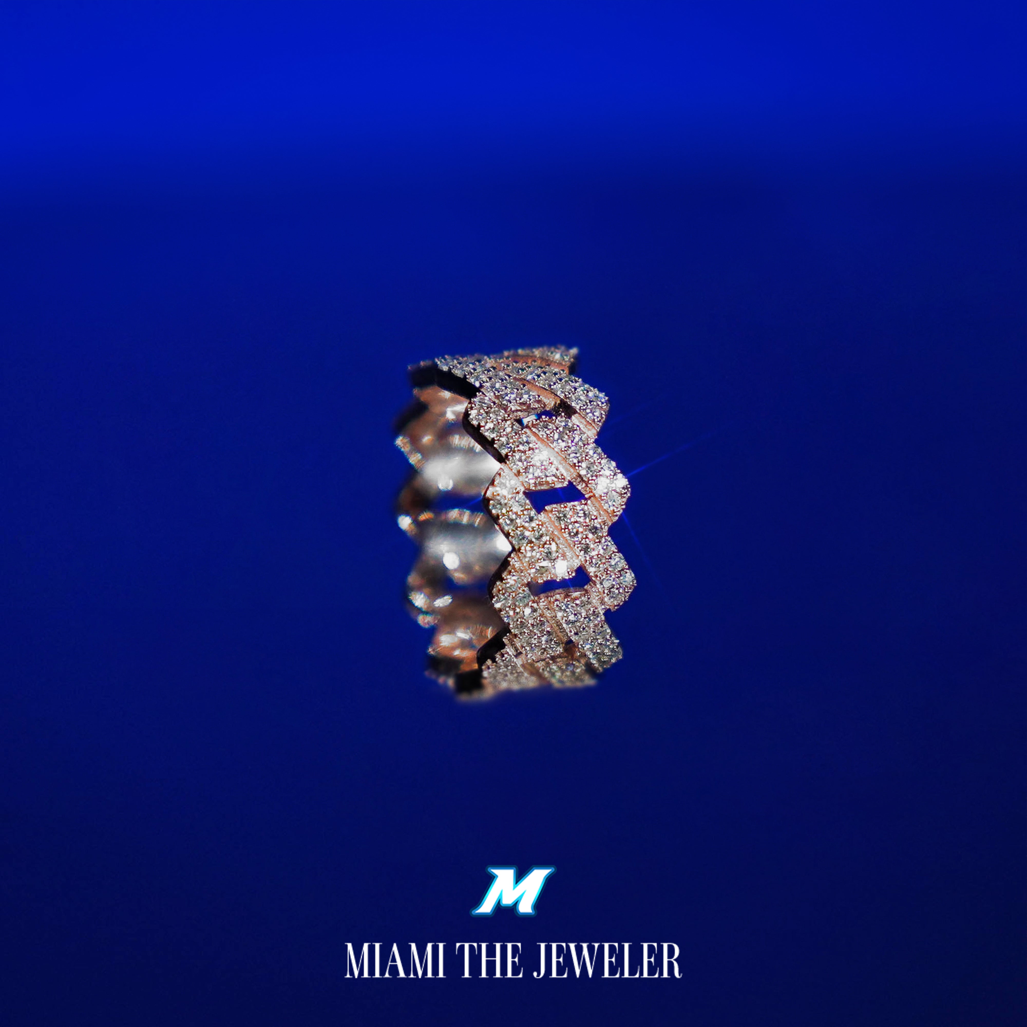 Moissanite Cuban Prong Ring - Miami The Jeweler