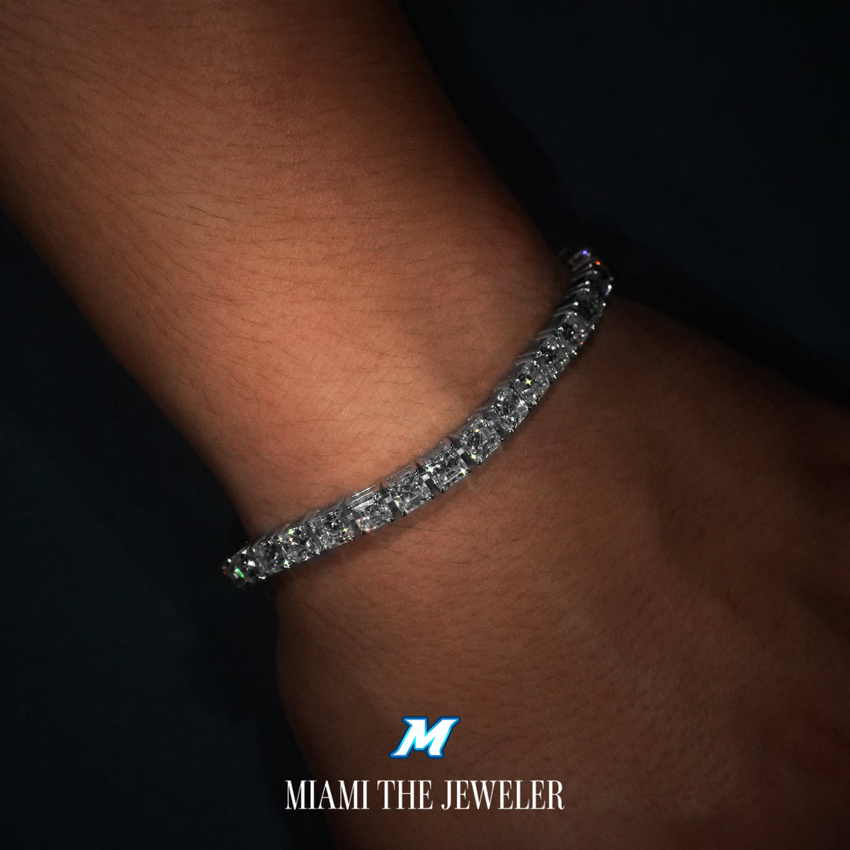 Moissanite Asscher Cut Tennis Bracelet [5mm] - Miami The Jeweler