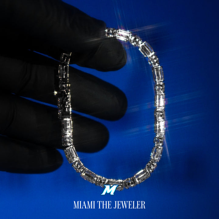 Moissanite Radiant x Round Cut Tennis Bracelet [5mm]