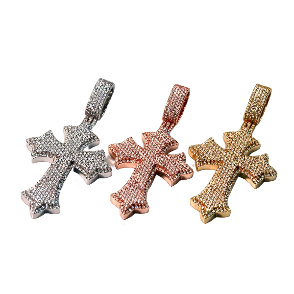 Moissanite Chrome Cross Pendant