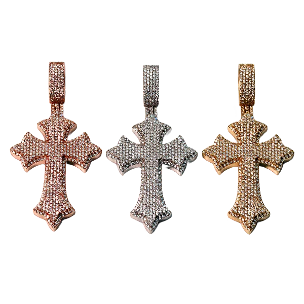 Moissanite Chrome Cross Pendant