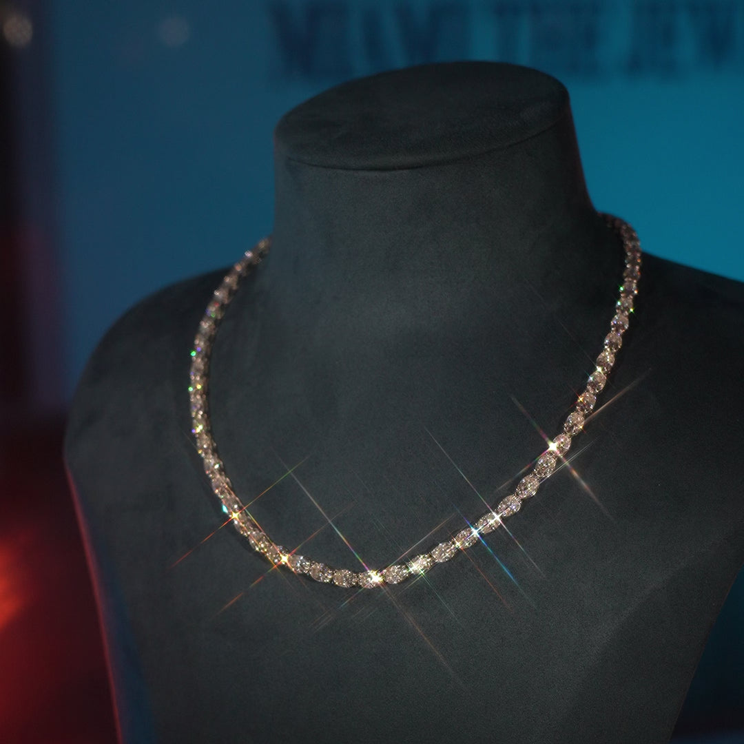 Moissanite Oval Cut Tennis Chain [4MM / 16in]